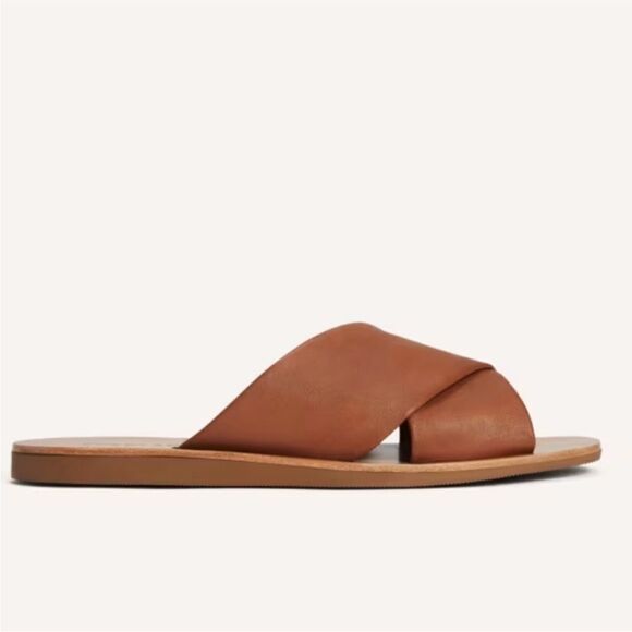 NEW Everlane The Day Crossover Leather Sandal in Sienna Brown - Picture 3 of 11
